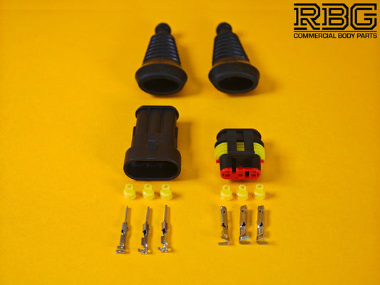 SuperSeal Plug Kit Pair Female/Male 3 Way With Protective Boots AMP Wiring IP67