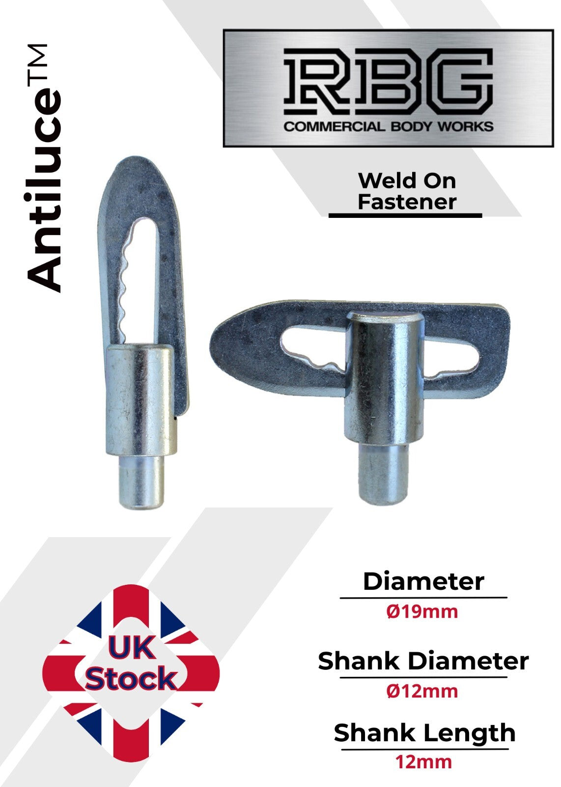 Antiluce™ Fasteners, Z/P Drop Lock Horsebox, Trailer, Pickup Tailgate Anti-Luce
