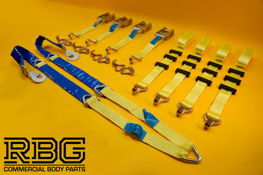 Recovery Ratchet Strap 4Pc SET 4m Over Wheel 5T + Winching Assistance Strap 1.5m