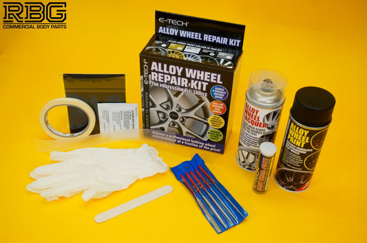 Alloy Wheel Refurbishment Repair Kit BLACK Wheel Spray Paint + Lacquer E-TECH