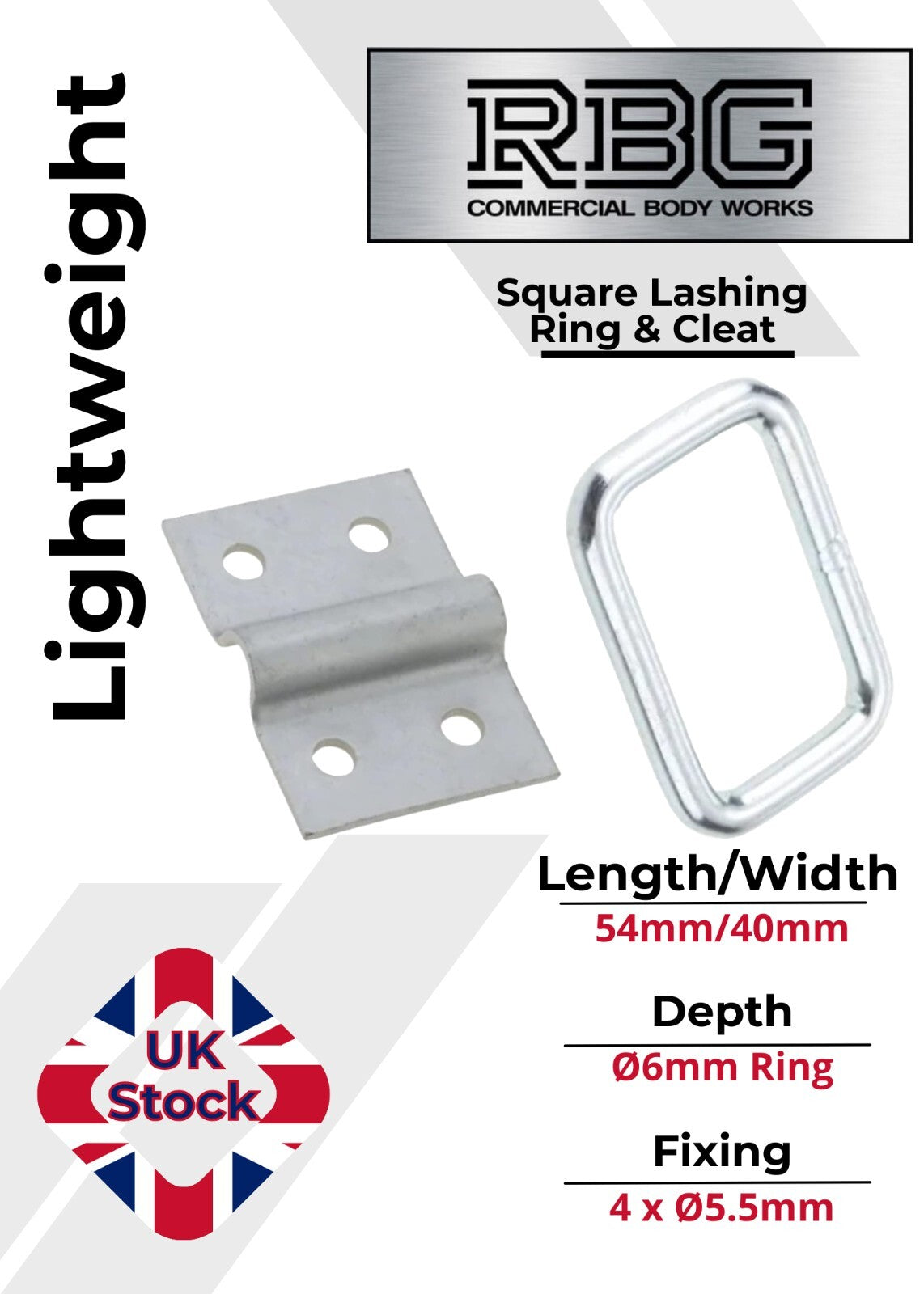 2x Square Lashing Ring & Cleat Zinc Plated for Trailer Caravan Horsebox Truck