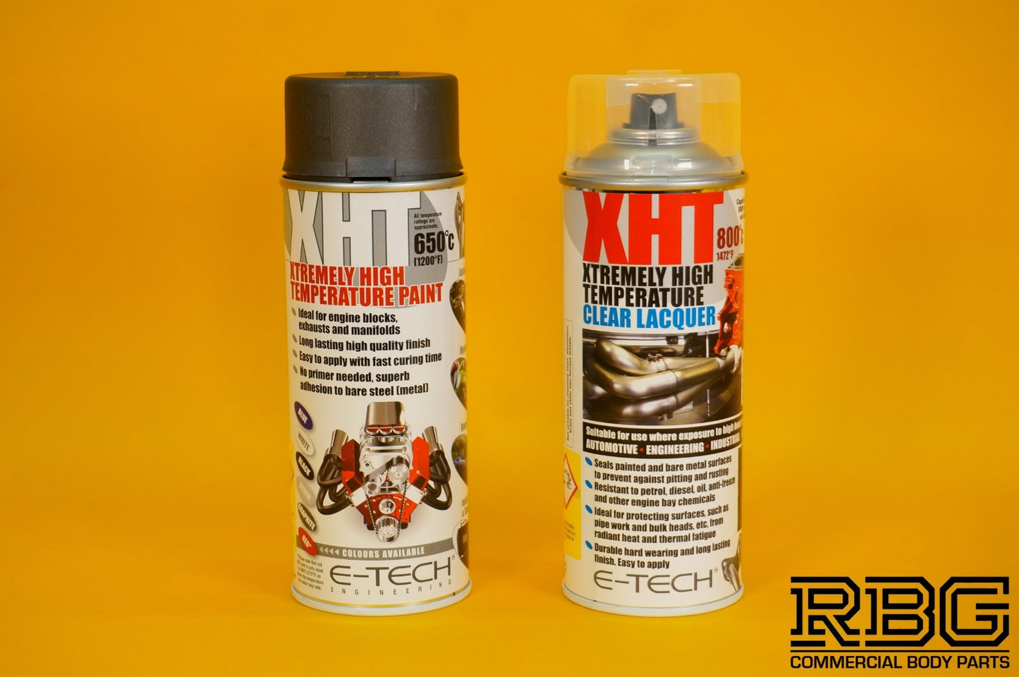 Extremely High Temperature Paint GRAPHITE + CLEAR COAT LACQUER 400ml E-TECH XHT