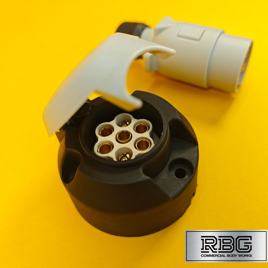 7 Pin Socket + Plug 12S Type For Trailer Caravan Towing 12V Towbar Plastic Brass