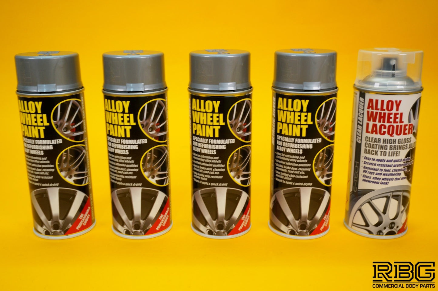 4x Alloy Wheel Paint METALLIC SILVER + 1x Clear Lacquer Spray Refurbishment Kit