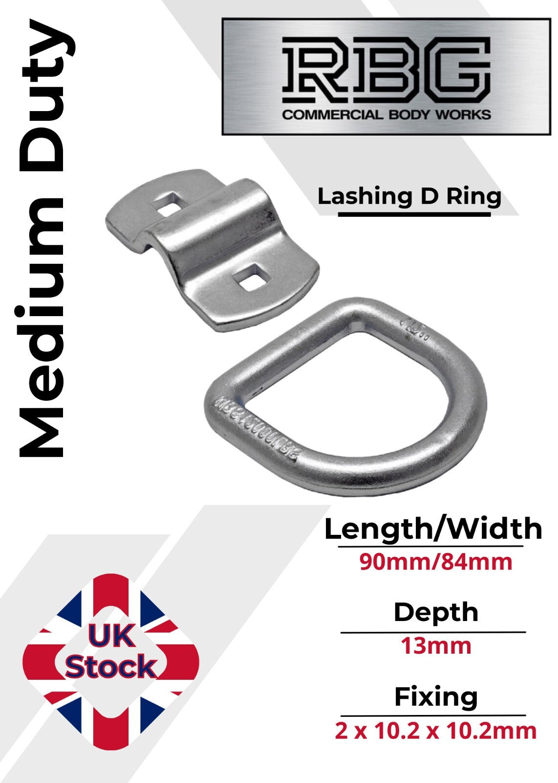 1x D Lashing Ring and Cleat Medium Duty 1500KG Trailer Recovery Van Horsebox