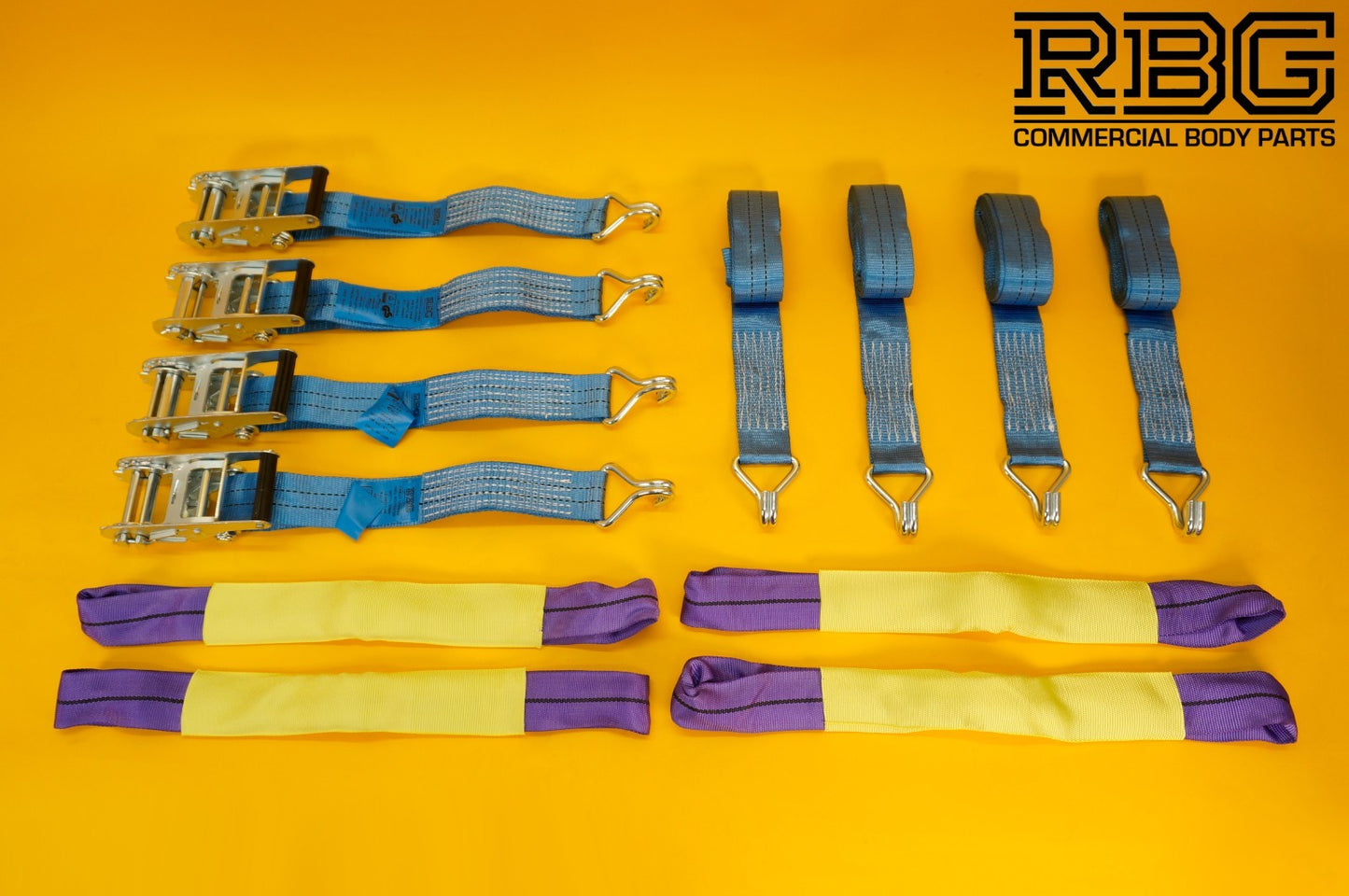 Ratchet Strap Recovery 2Ton Tie Down Alloy Wheel Hi-Vis Blue Lashing SET 4Pcs