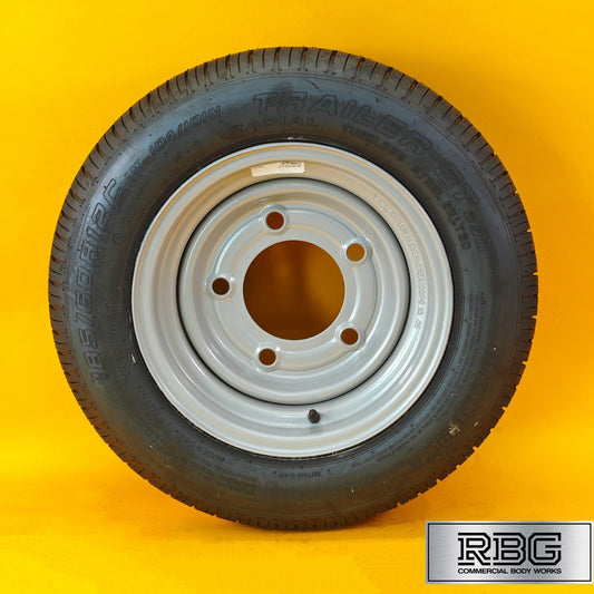 Wheel & Tyre 185/60R12C 12″ for Trailers 6.5″ PCD 5 Stud Silver Diameter 12″ UK