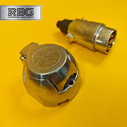 Aluminium Socket + Plug 7 Pin 12N Type For Trailer Caravan Towing 12V Towbar