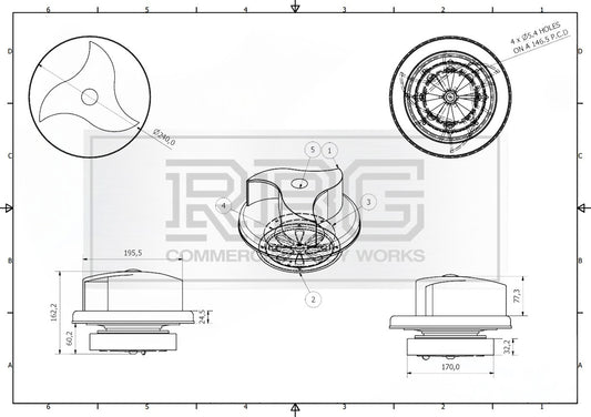 Centaflow™ Wind Driven Vent Black Horsebox Classic Profile Rotary Van Roof Air