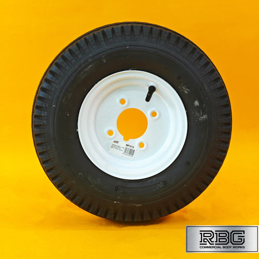 Wheel & Tyre 400x8 Inch for Trailers 4 Ply 4 Studs 4″ PCD White Diameter 8″ UK