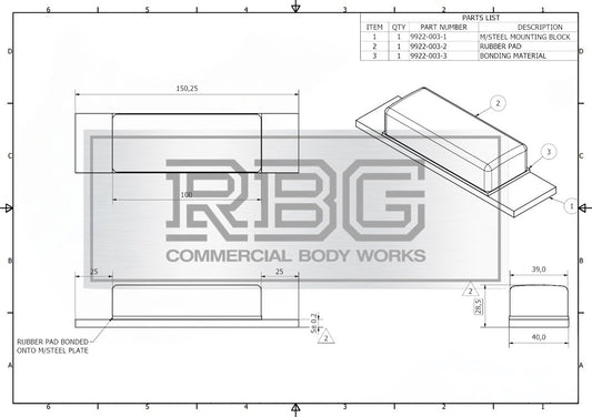 Rubber Tipper Block Pad 1x Mild Steel Weld on Landing Buffer Trailer 150mm HGV