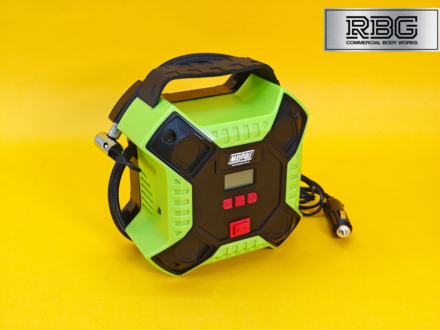 Car Tyre Air Compressor Digital Pump Maypole Portable 12V Tyre Inflator + LED