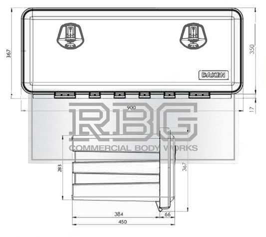 DAKEN Toolbox JUST 900 x 367 x 450 Lorry Side Locker Truck Storage Box Tool Box