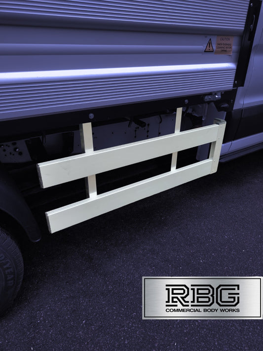Ford Transit double cab crash rails. Side guards with corner pillars.
