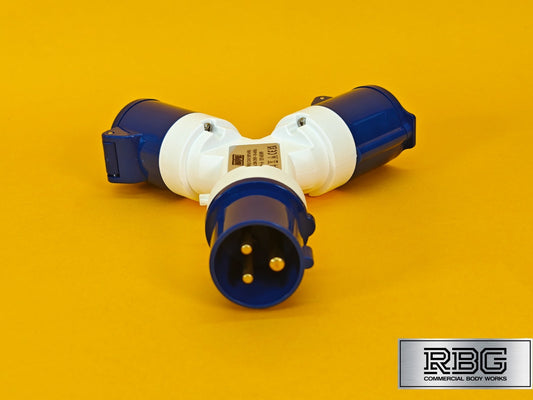 2 Way Hook-Up Splitter 230V Electric Mains Lead Adaptor for Camping Caravan UK