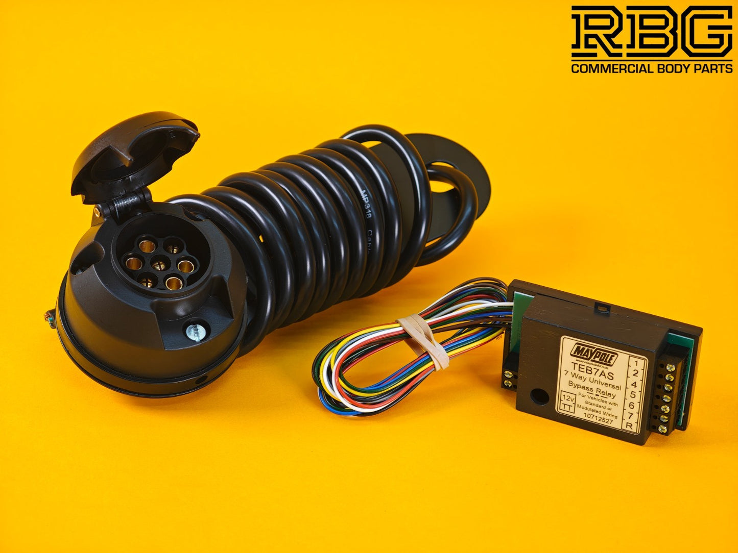 7 Way Bypass Relay + 7 Pin Socket Assembly 12N 2m Wire Towing Trailer Caravan