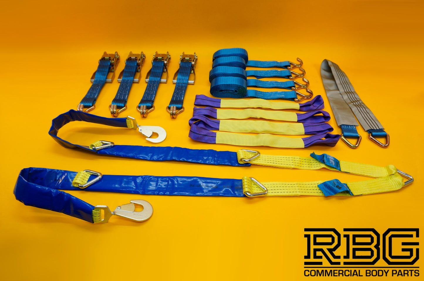 Ratchet Tie Down Strap 4x + Winching Assistance Strap 1.5m + Axle Recovery Strap