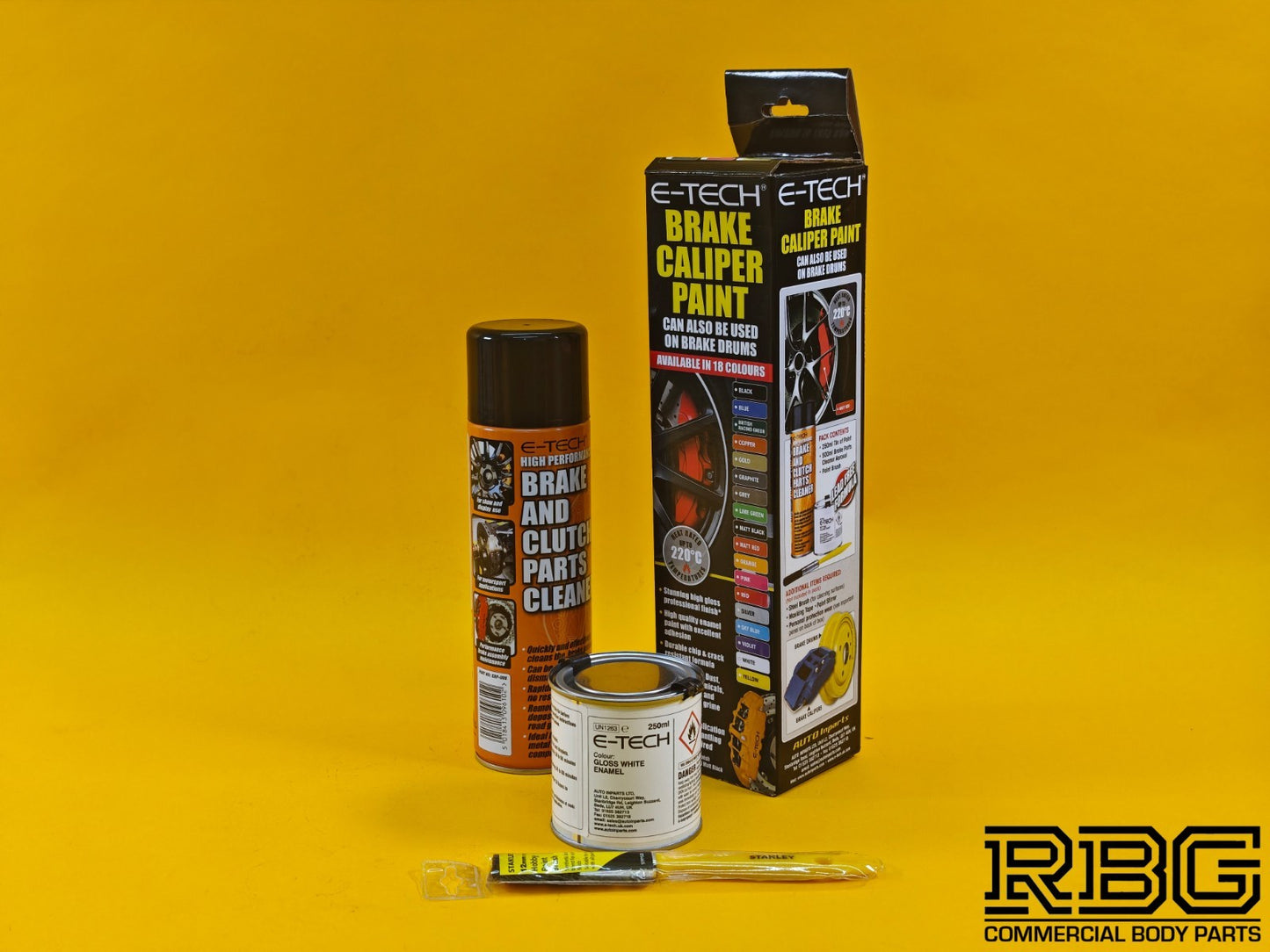 Brake Caliper Paint Kit WHITE Paint + Cleaner + Brush E-TECH For Car Vehicle UK