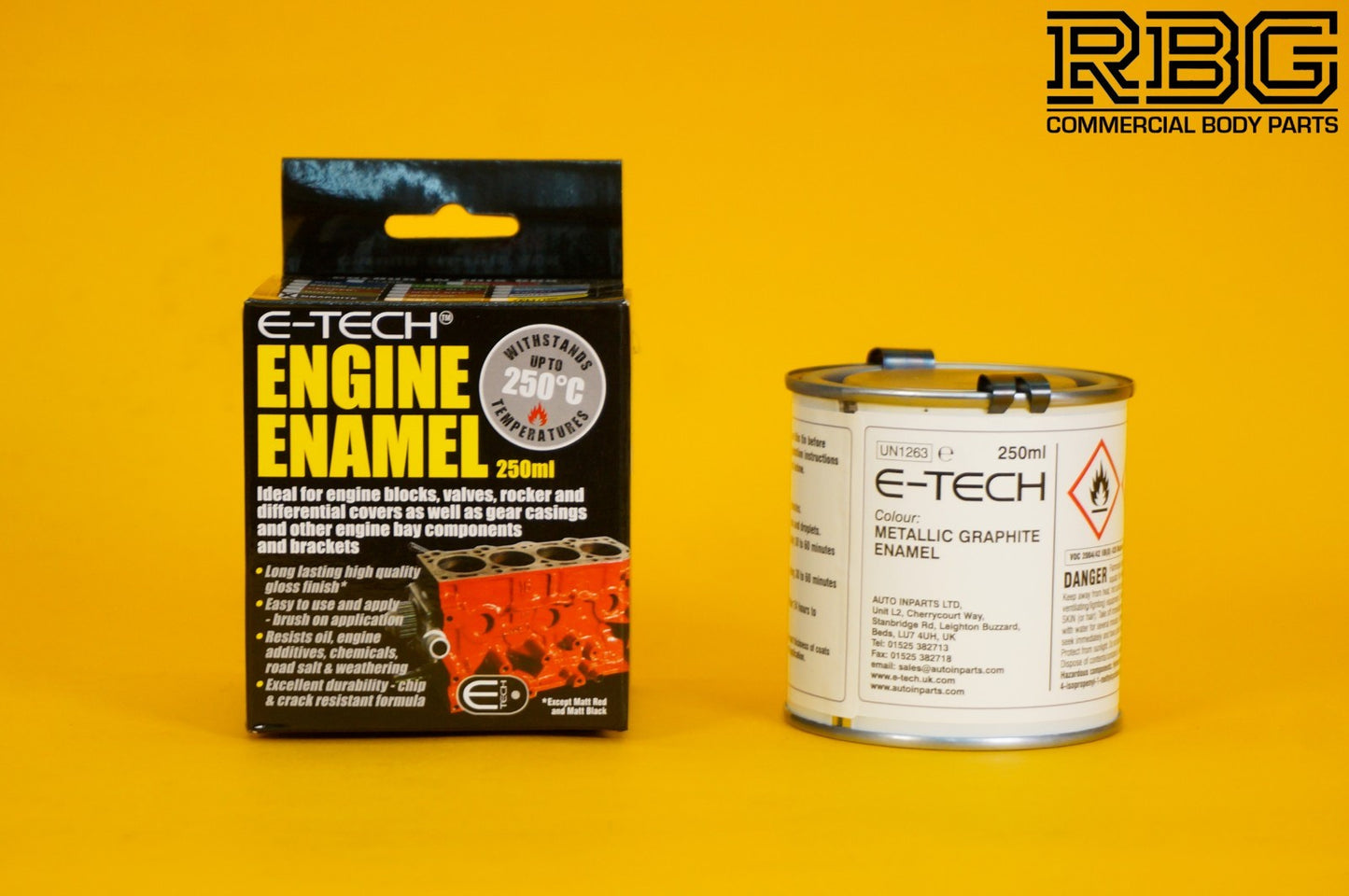 GRAPHITE Engine Enamel Paint Gloss E-TECH 250ml Heat Resistant for Car Motorbike