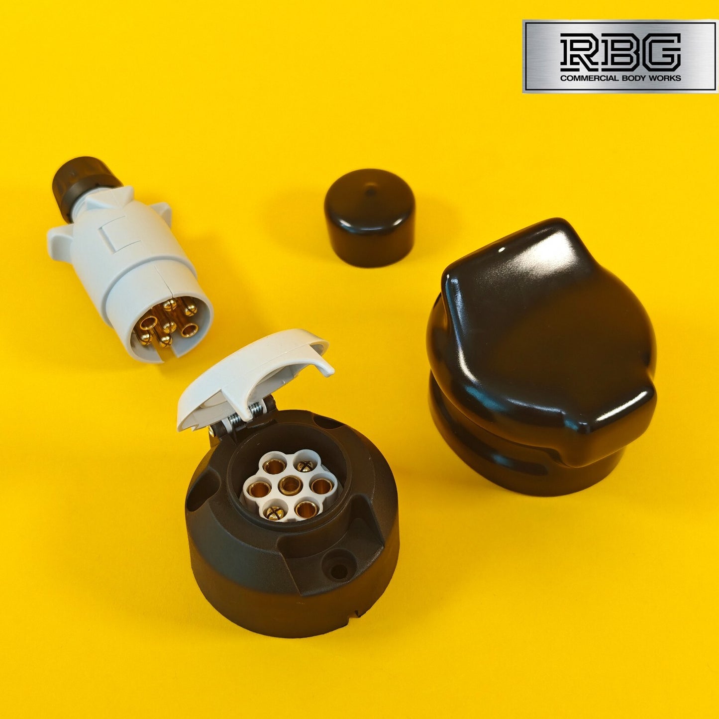 7 Pin Socket & Plug + PVC Socket & Plug Covers SET 12S Type For Trailer Towing