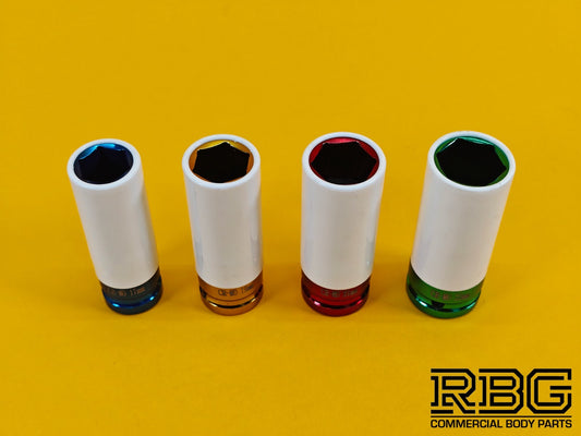 Sockets Set Alloy Wheel Nuts Sleeved Protective Sockets 4 piece 17, 19, 21, 22mm