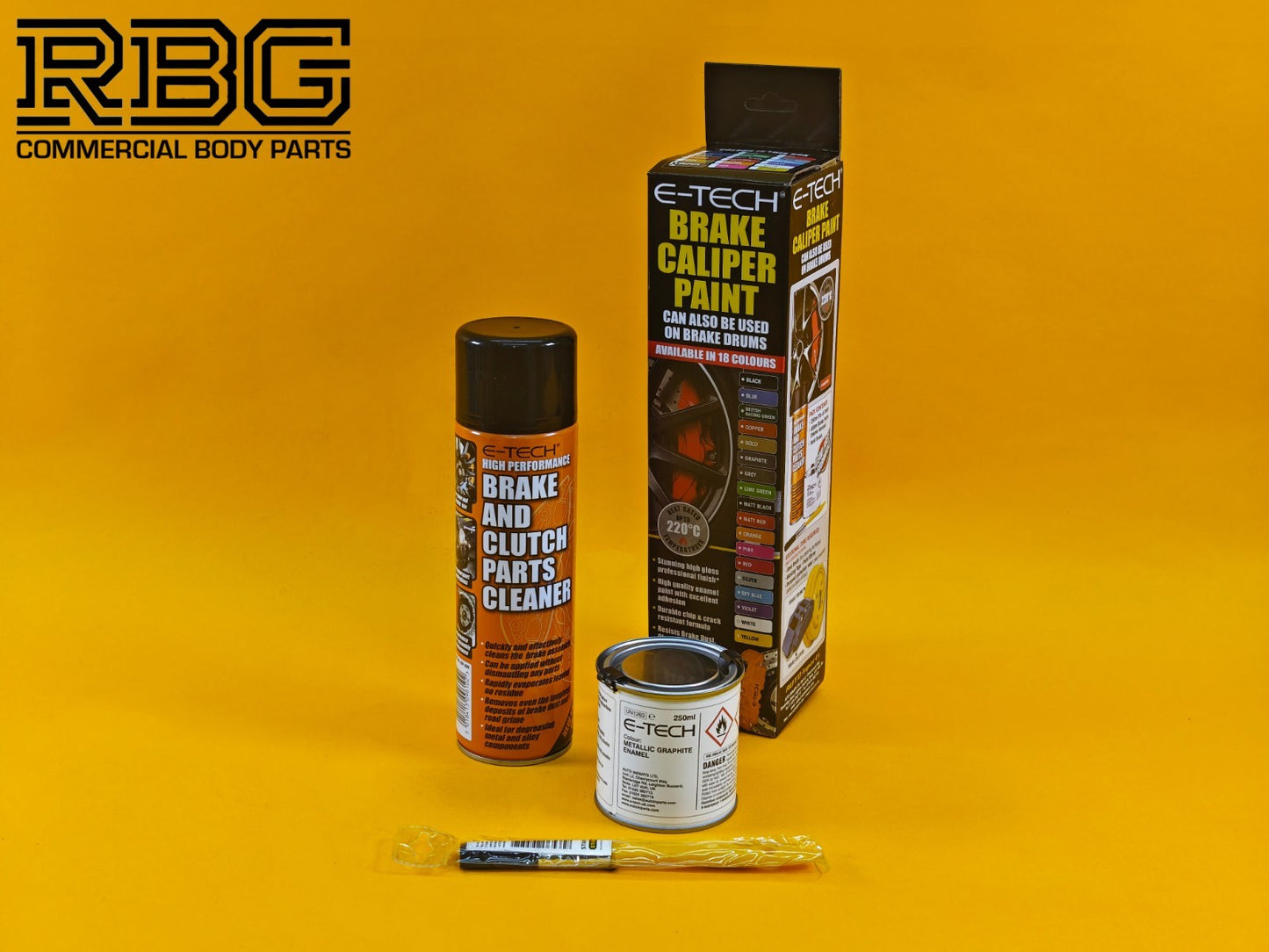 Brake Caliper Paint Kit GRAPHITE, Paint + Cleaner + Brush E-TECH For Car Vehicle