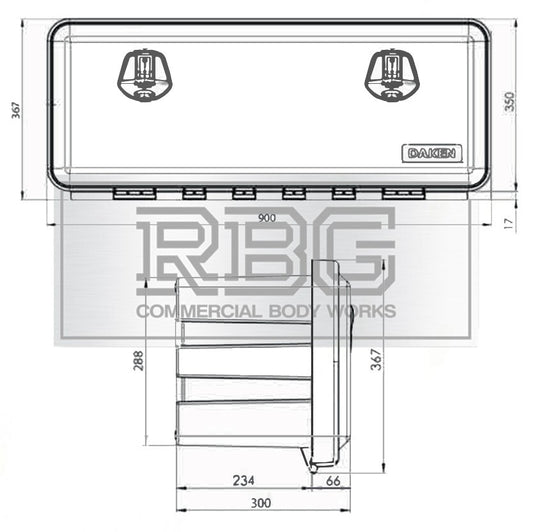 DAKEN Toolbox JUST 900 x 367 x 300 Lorry Side Locker Truck Storage Box Tool Box