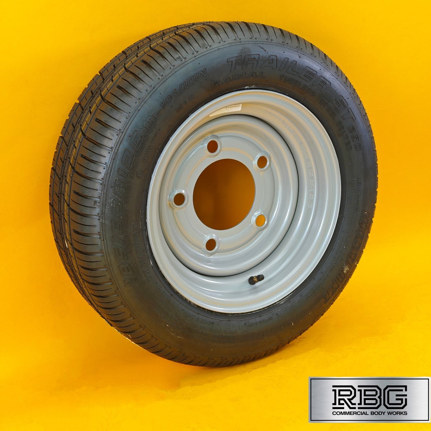 Wheel & Tyre 185/60R12C 12″ for Trailers 6.5″ PCD 5 Stud Silver Diameter 12″ UK