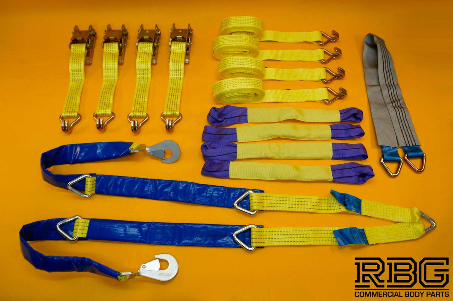 Axle Recovery Strap + Winching Assistance Strap + 4x Tie Down Ratchet Strap 5ton
