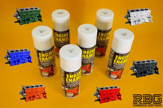 Engine Enamel Spray Coating VARIOUS COLOURS 400ml E-TECH Heat Resistant Paint