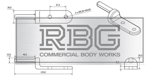 2x Bolt-On Gudgeon Hinge Pins, Self Colour. For Tailboards, Tipper Dropsides.