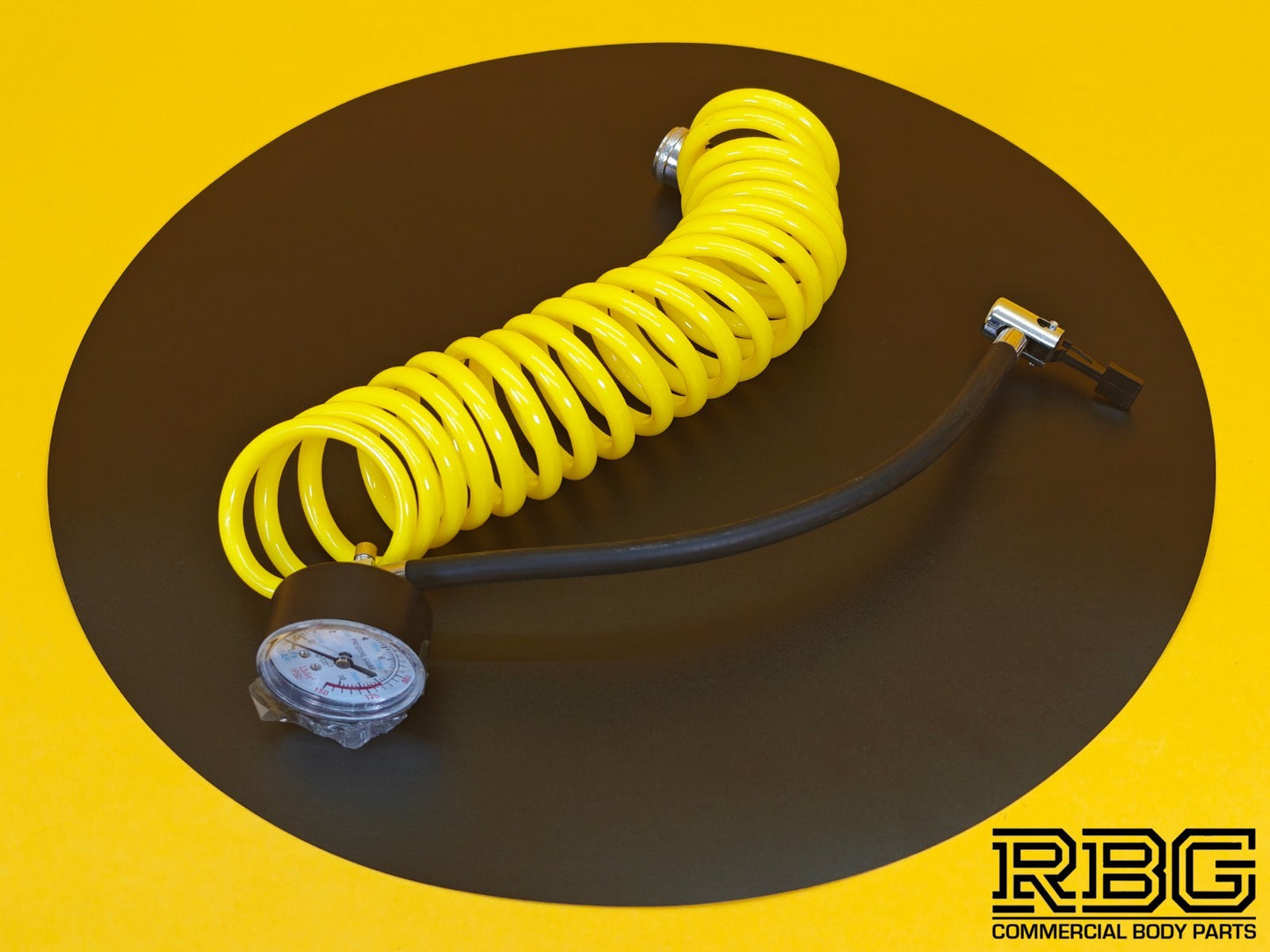 Air Compressor Pressure Gauge, Inflator Hose Connector & Recoil Hose Assembly
