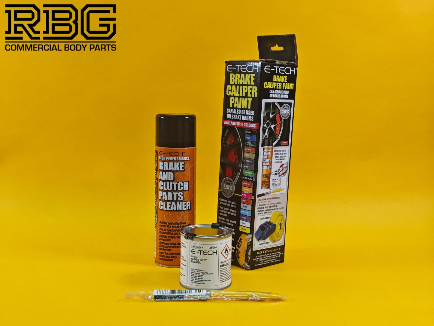 Brake Caliper Paint Kit GREY Paint + Cleaner + Brush E-TECH For Car Vehicle UK
