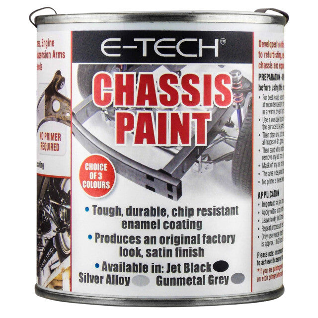 Chassis Paint JET BLACK Brush On Chip Resistant Car Van Trailer 500ML E-Tech UK