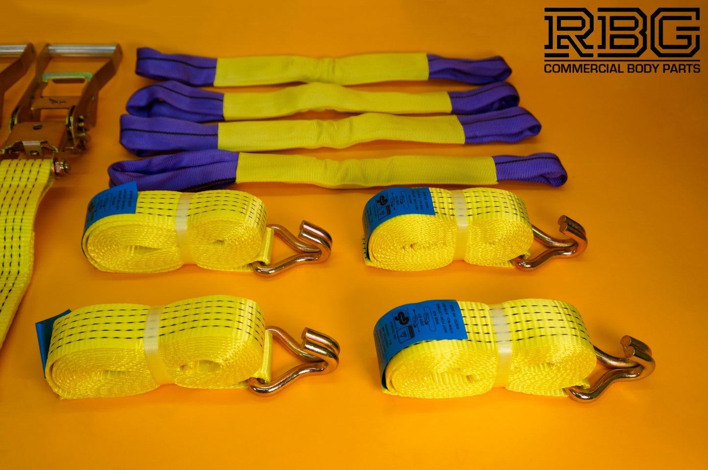 Tie Down Ratchet Strap Hi-Vis Yellow 5Ton Alloy Wheel Large Ratchet Safety 4Pcs