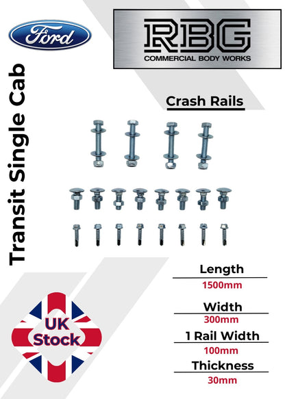 Ford Transit Single Cab Crash Rails Side Guards with Corner Pillars Tipper