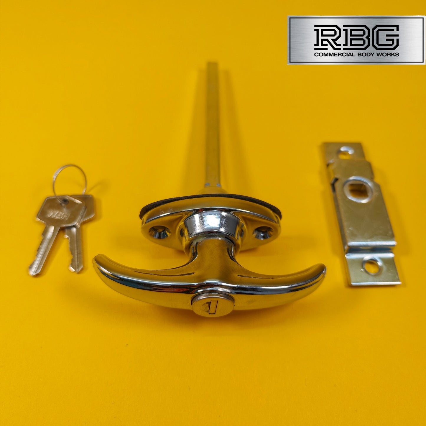 Chrome T Handle & Budget Lock Set Lever Latch for Trailer Horsebox Caravan UK