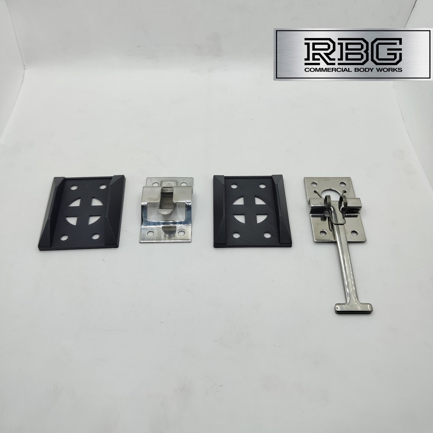 1x Door Retainer Sprung T Hook 95mm + Catch Plate & Bases Horsebox Trailer Truck