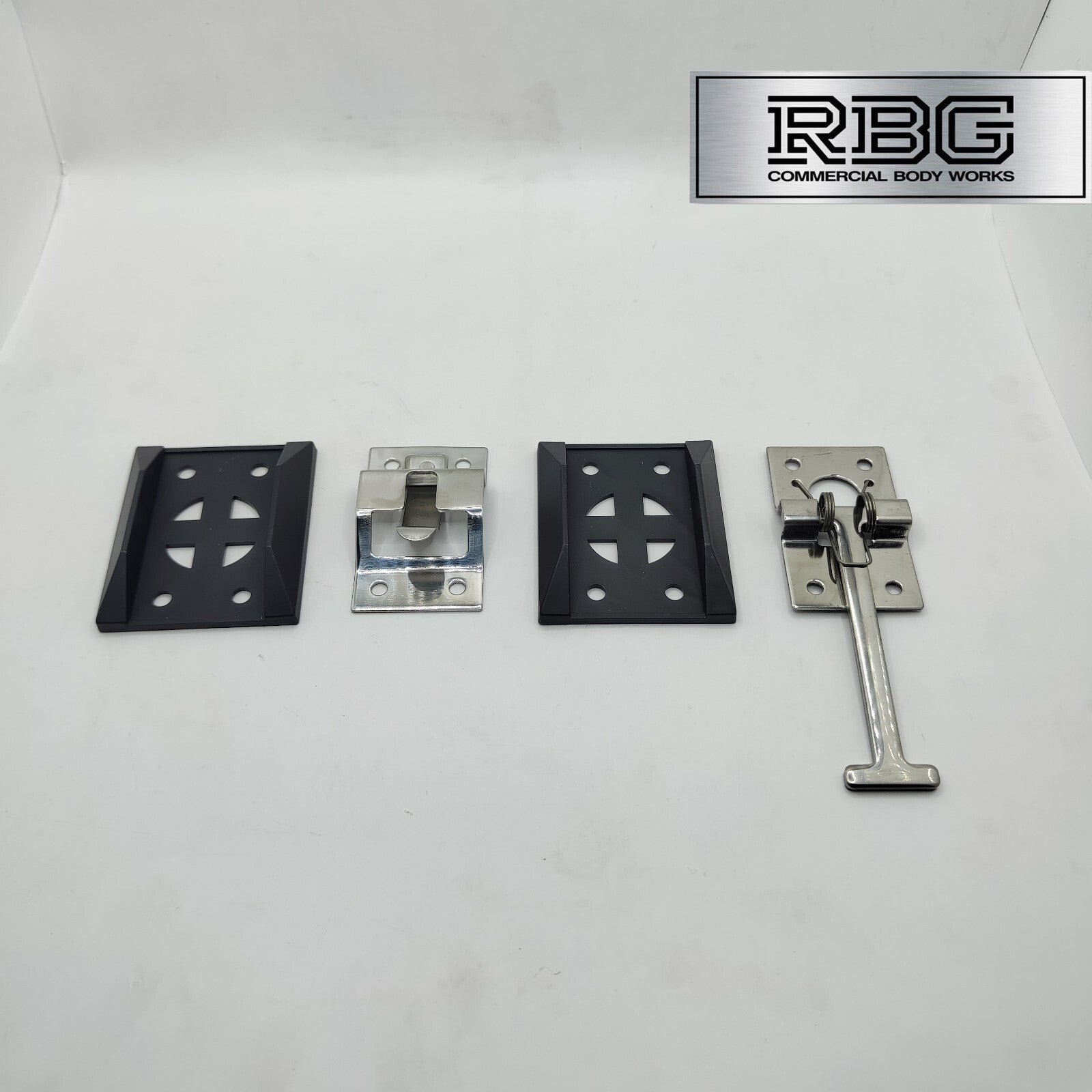 1x Door Retainer Sprung T Hook 95mm + Catch Plate & Bases Horsebox Trailer Truck