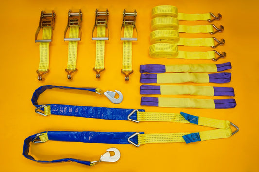 4x Recovery Ratchet Strap 4m x 50mm 5Ton + Winching Assistance Strap 1.5m x 50mm