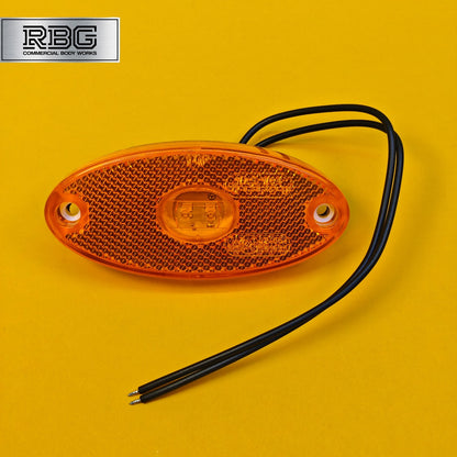 Side Marker Light Oval Amber LED Slim Line WAS 12/24V Lamp for Trailer Caravan