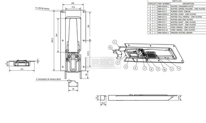 Dropside Pesca Lock Recessed Steel Tailboard Catch Truck Trailer Drop Side Latch