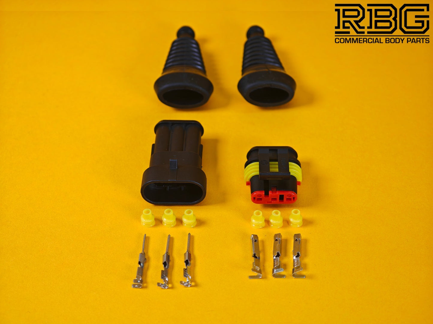 SuperSeal Plug Kit Pair Female/Male 3 Way With Protective Boots AMP Wiring IP67