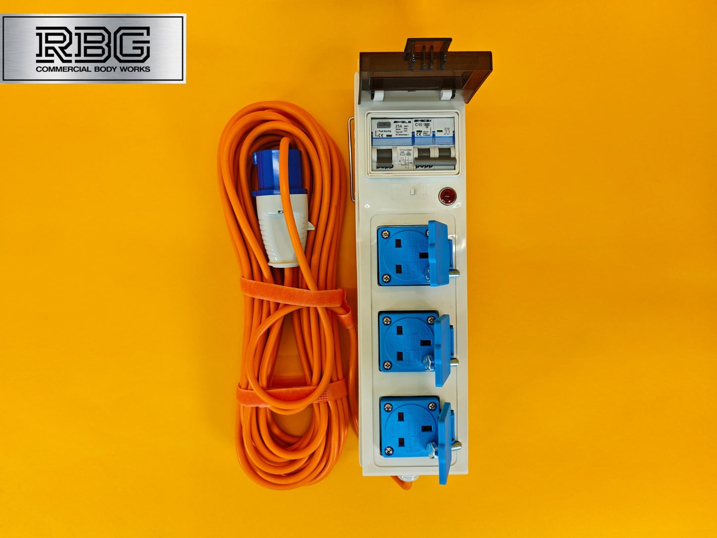Mobile Mains Power Unit 3 Way 230V 10A RCD Protected Hook Up Caravan Motorhome