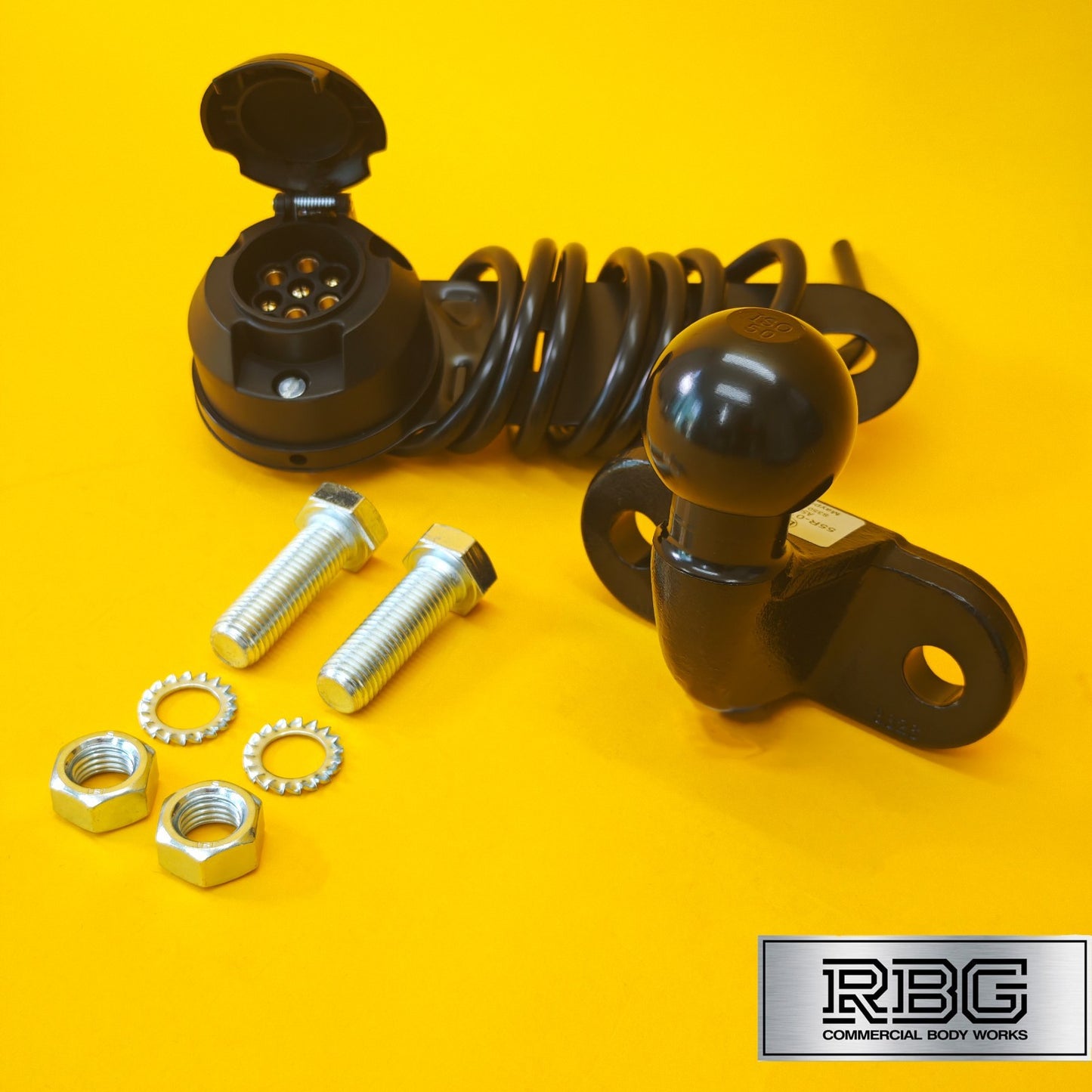 Tow Ball + Socket Assembly 12N 7 Pin 50mm Tow Hitch Black Heavy Duty Caravan UK