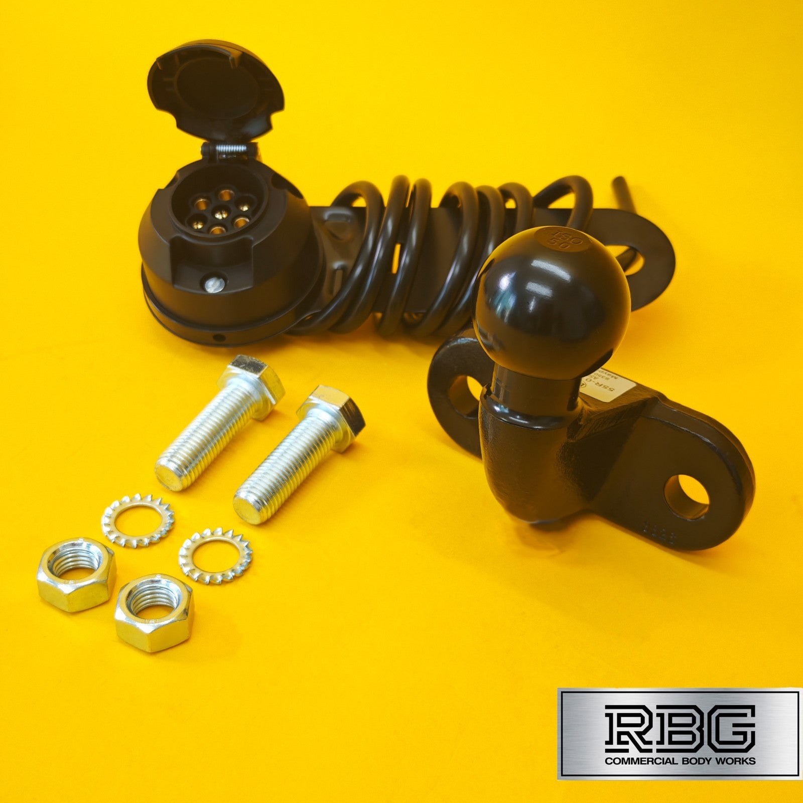 Tow Ball + Socket Assembly 12N 7 Pin 50mm Tow Hitch Black Heavy Duty Caravan UK