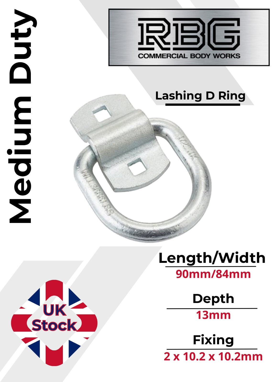 1x D Lashing Ring and Cleat Medium Duty 1500KG  Trailer Recovery Van Horsebox