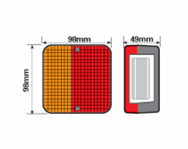 Trailer Square Combination Lamp Light Stop Tail Indicator Number Plate Light 12V
