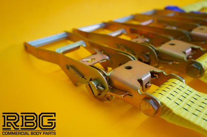 Tie Down Ratchet Strap Hi-Vis Yellow 5Ton Alloy Wheel Large Ratchet Safety 4Pcs