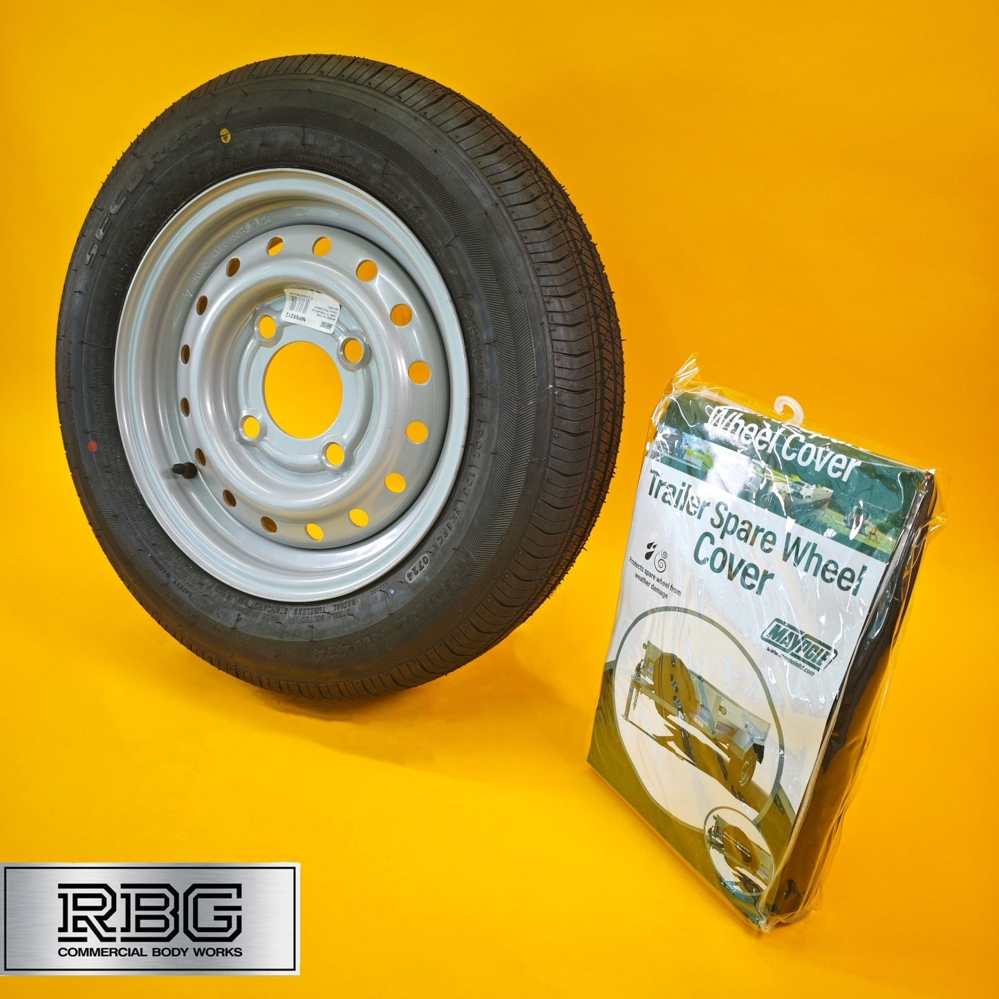 Wheel & Tyre + Cover 145/R13 for Maypole MP69193 & MP69213 Trailers 130mm PCD UK